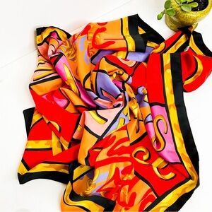 Paloma Picasso Colorful Silk Astrological Sun Sign Zodiac Scarf